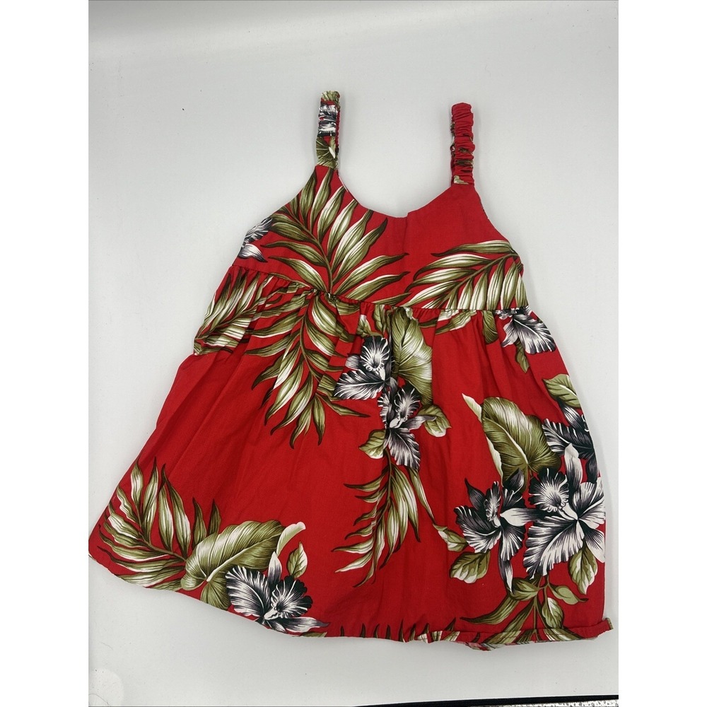 Vintage Aloha Republic Hawaiian Toddler Dress Red‎ Tropical Island Beach Summer